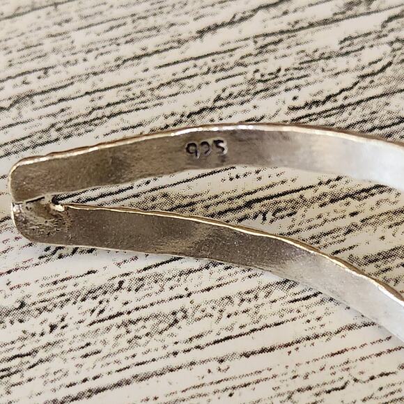 Wide Silver Cuff, Fire Whisper Cinnabrite Cuff Bracelet - Picture 6 of 9